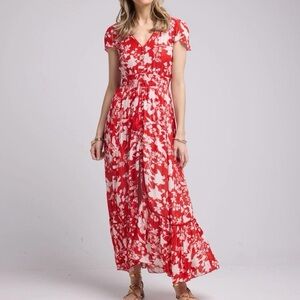 Tiare Hawaii Red and White Floral Maxi Dress
